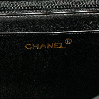 Chanel Matelasse Coco Mark Chain Shoulder Bag Black Lambskin