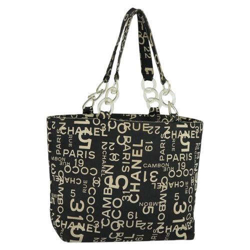 CHANEL Bysy line Tote Bag Canvas Plastic Black Clear CC mr1006