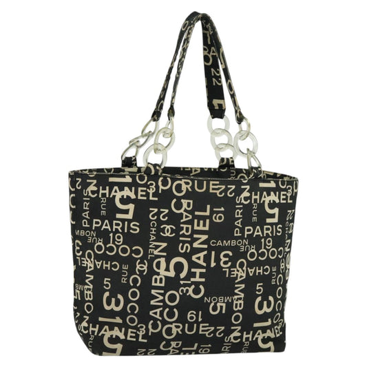 CHANEL Bysy line Tote Bag Canvas Plastic Black Clear CC mr1006