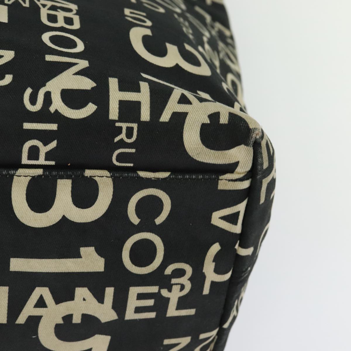 CHANEL Bysy line Tote Bag Canvas Plastic Black Clear CC mr1006