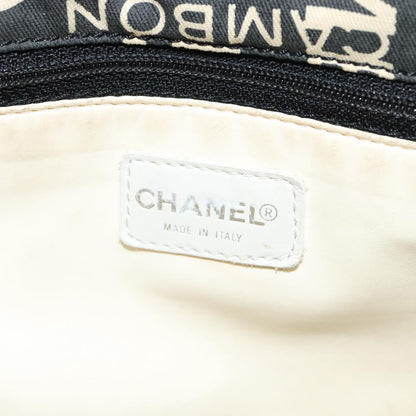 CHANEL Bysy line Tote Bag Canvas Plastic Black Clear CC mr1006