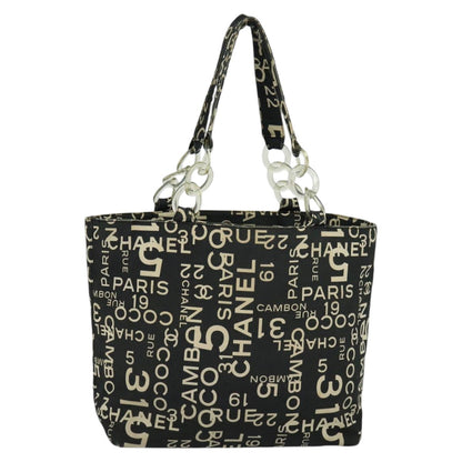 CHANEL Bysy line Tote Bag Canvas Plastic Black Clear CC mr1006