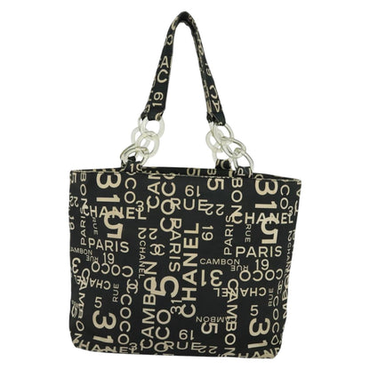 CHANEL Bysy line Tote Bag Canvas Plastic Black Clear CC mr1006