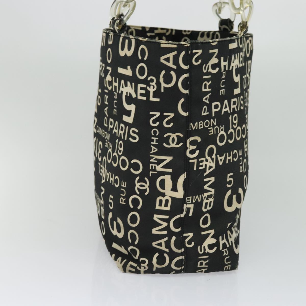 CHANEL Bysy line Tote Bag Canvas Plastic Black Clear CC mr1006