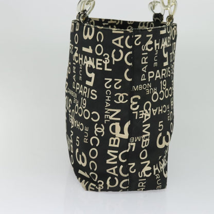 CHANEL Bysy line Tote Bag Canvas Plastic Black Clear CC mr1006