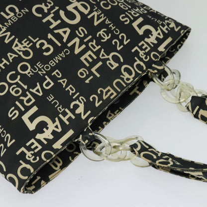 CHANEL Bysy line Tote Bag Canvas Plastic Black Clear CC mr1006