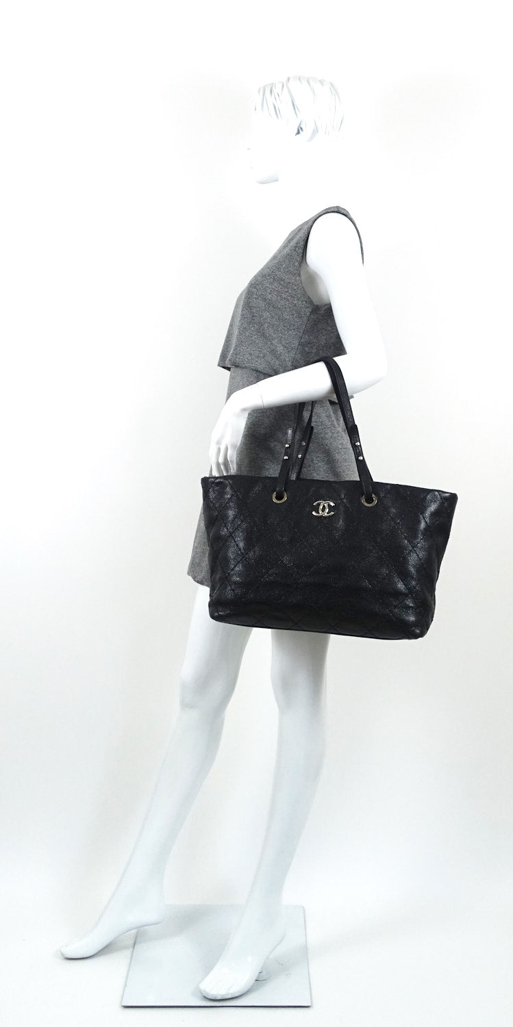 CHANEL On The Road Glazed Calfskin Leather Tote Bag