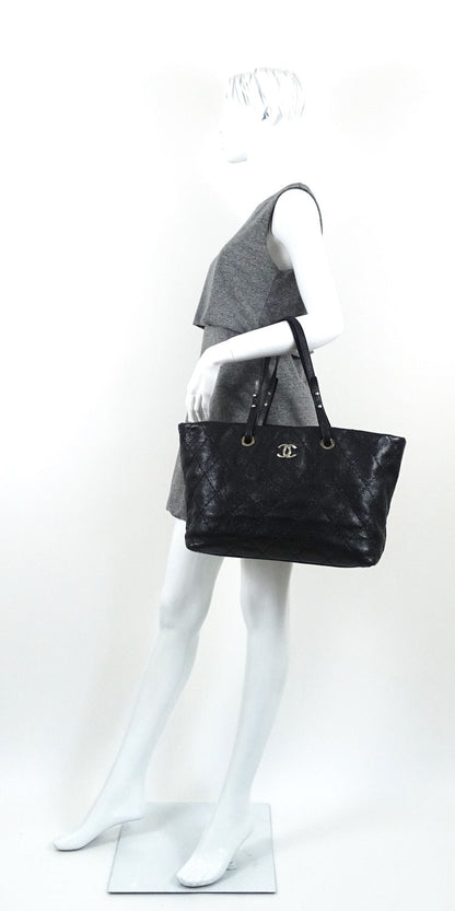 CHANEL On The Road Glazed Calfskin Leather Tote Bag