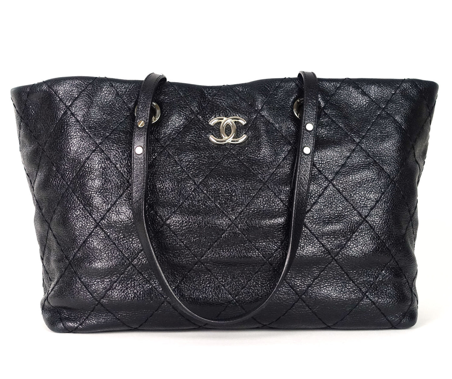 CHANEL On The Road Glazed Calfskin Leather Tote Bag