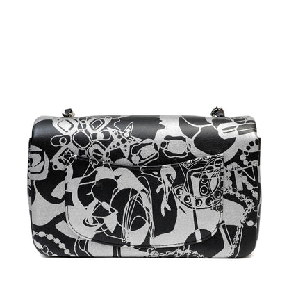 Chanel Black and Silver Lambskin Limited Edition Mini Classic