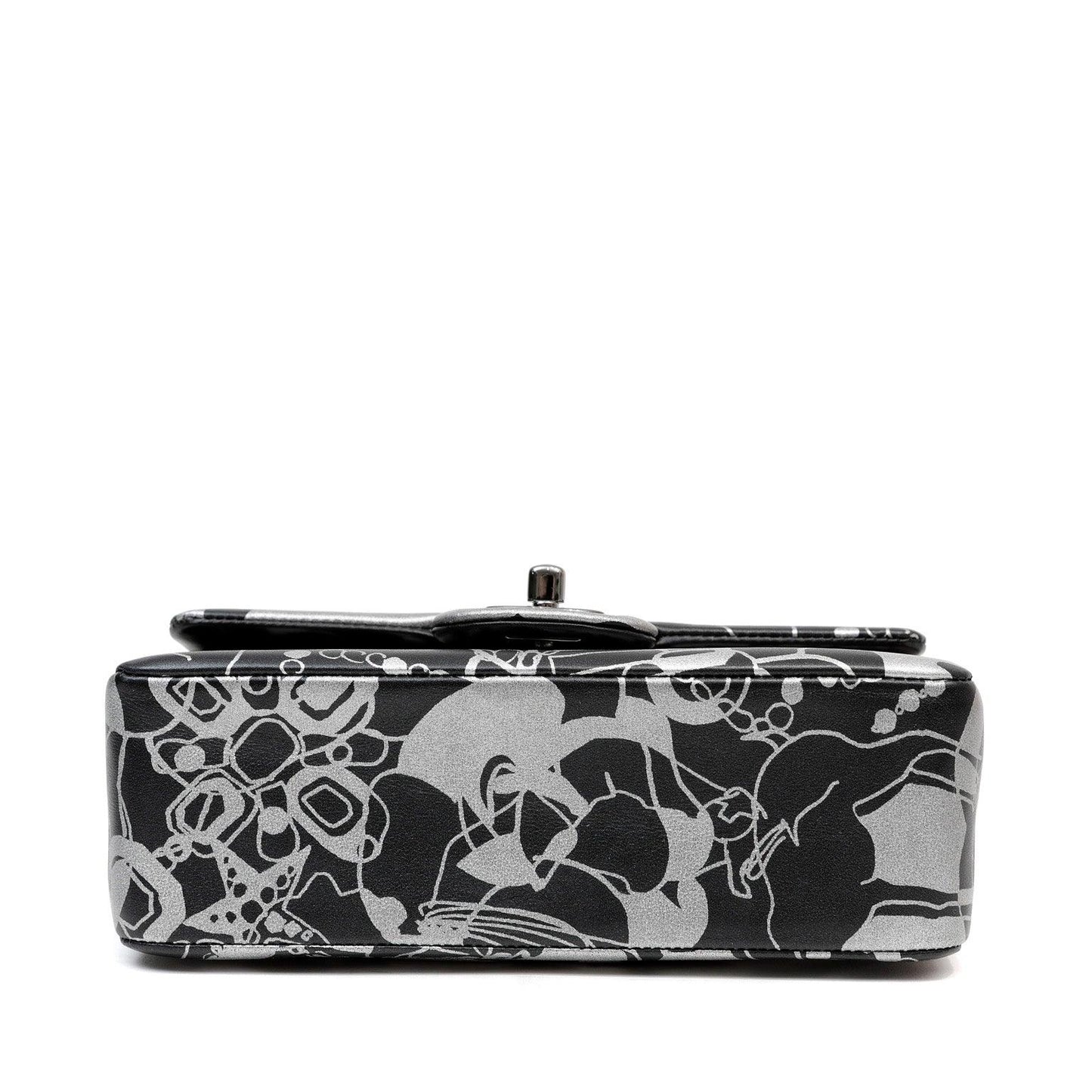 Chanel Black and Silver Lambskin Limited Edition Mini Classic