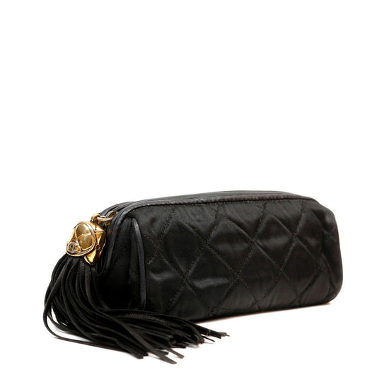 Chanel Black Satin Tassel Pouch
