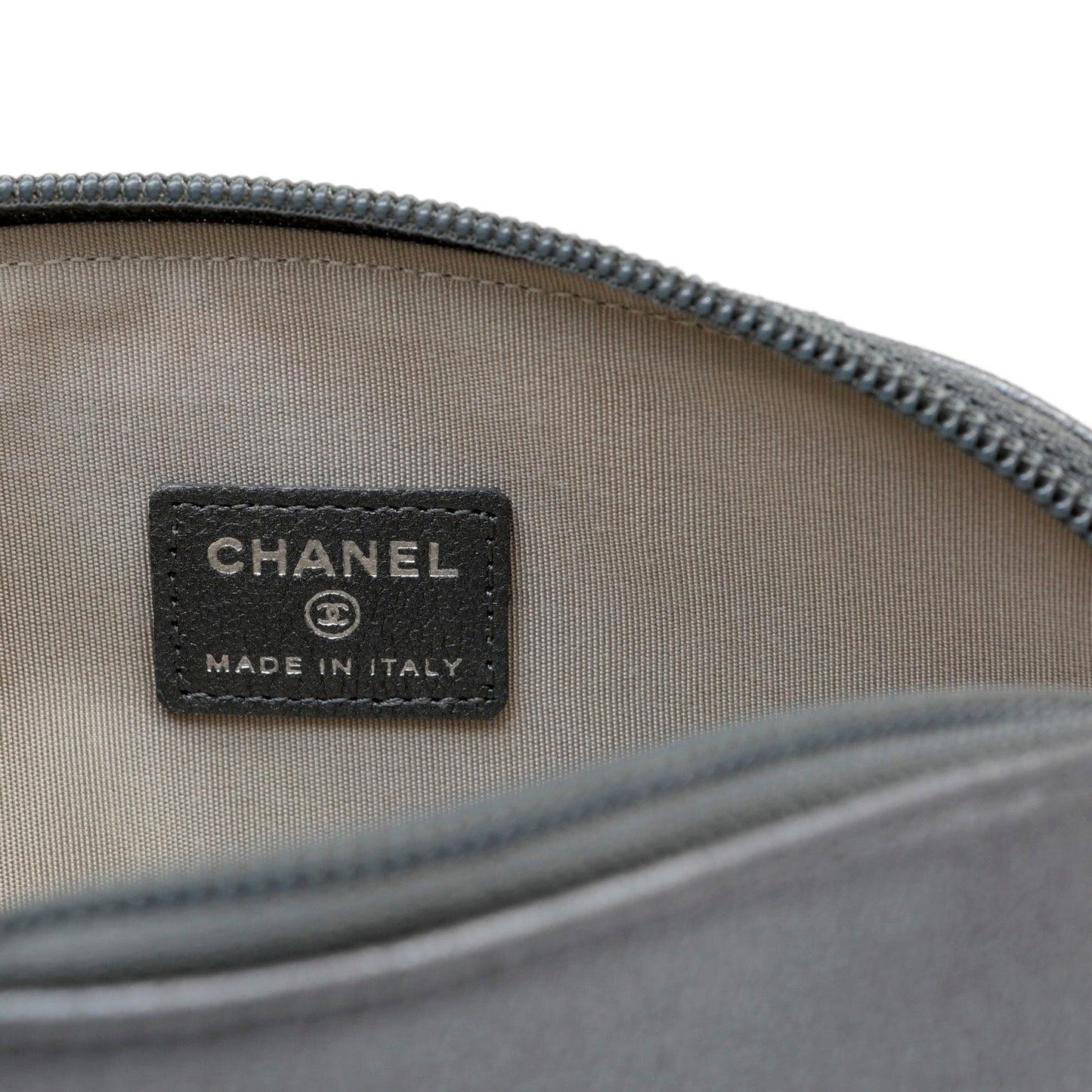 Chanel Slate Grey Camellia Pouch