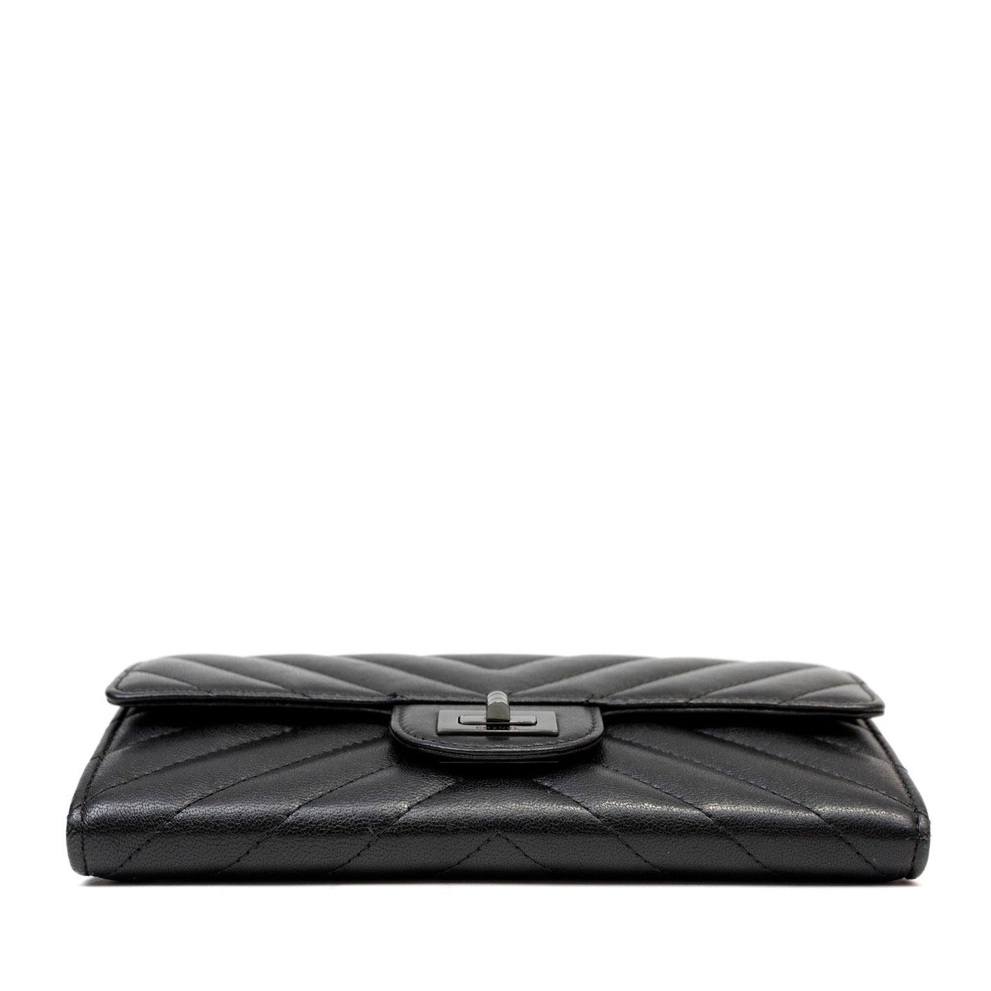 Chanel So Black Lambskin Chevron WOC