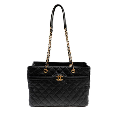 Chanel Black Caviar Quilted Tote w/ Gold CC Hardware