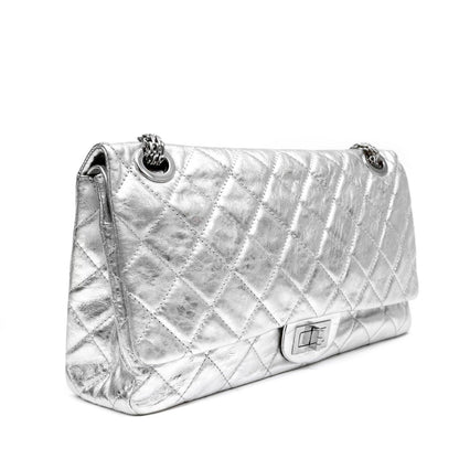 Chanel Metallic Silver Maxi Classic Reissue 2.55