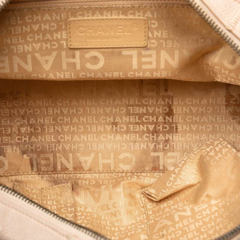 Chanel Caviar Skin Logo Silver Mini Boston Bag