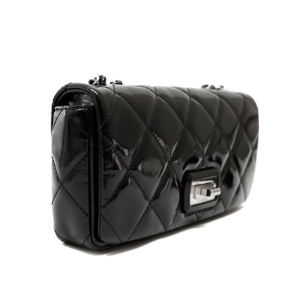 Chanel Black Patent Leather East West Reissue Flap Bag