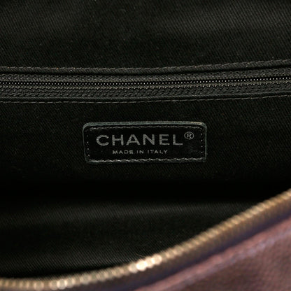 Chanel Purple Caviar Leather Easy Zip Flap Bag