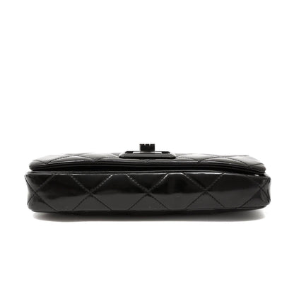 Chanel Black Patent Leather East West Reissue Flap Bag