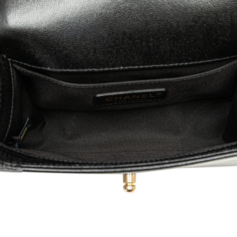 Chanel Boy Caviar Chain Shoulder Bag Black