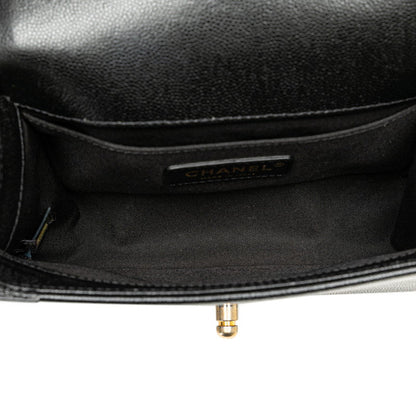 Chanel Boy Caviar Chain Shoulder Bag Black