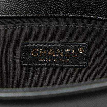 Chanel Boy Caviar Chain Shoulder Bag Black