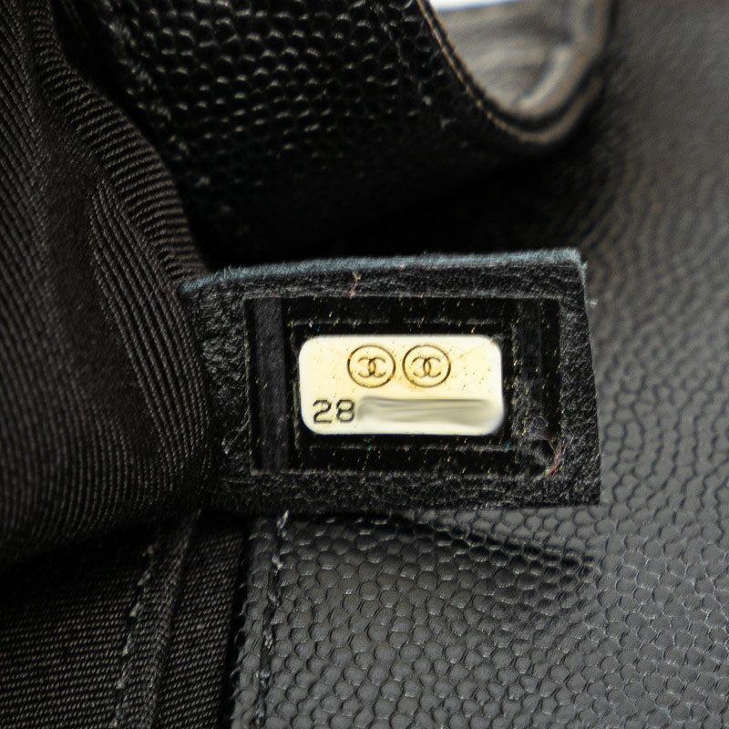 Chanel Boy Caviar Chain Shoulder Bag Black