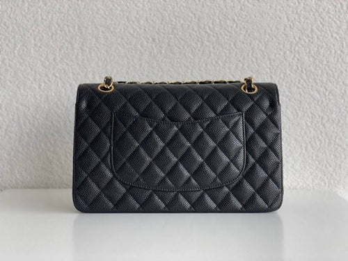 CHANEL small classic nandbag Grained Calfskin & Gold-Tone Metal Black