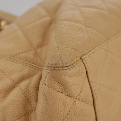 CHANEL Shoulder Bag Caviar Skin Beige Gold CC PP008