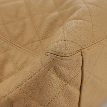 CHANEL Shoulder Bag Caviar Skin Beige Gold CC PP008