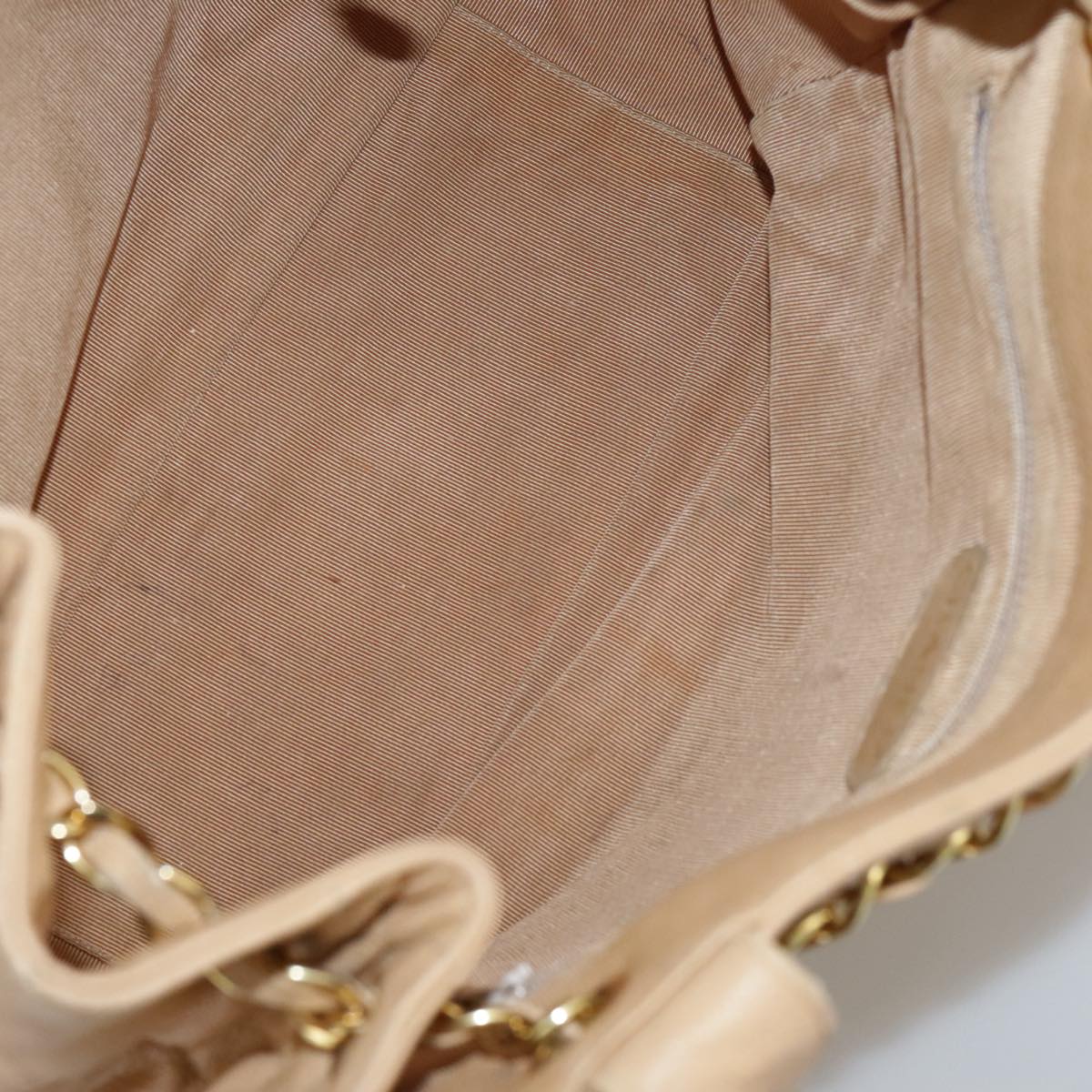 CHANEL Shoulder Bag Caviar Skin Beige Gold CC PP008