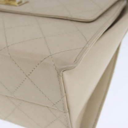 CHANEL Shoulder Bag Lamb Skin Beige Gold CC PP014