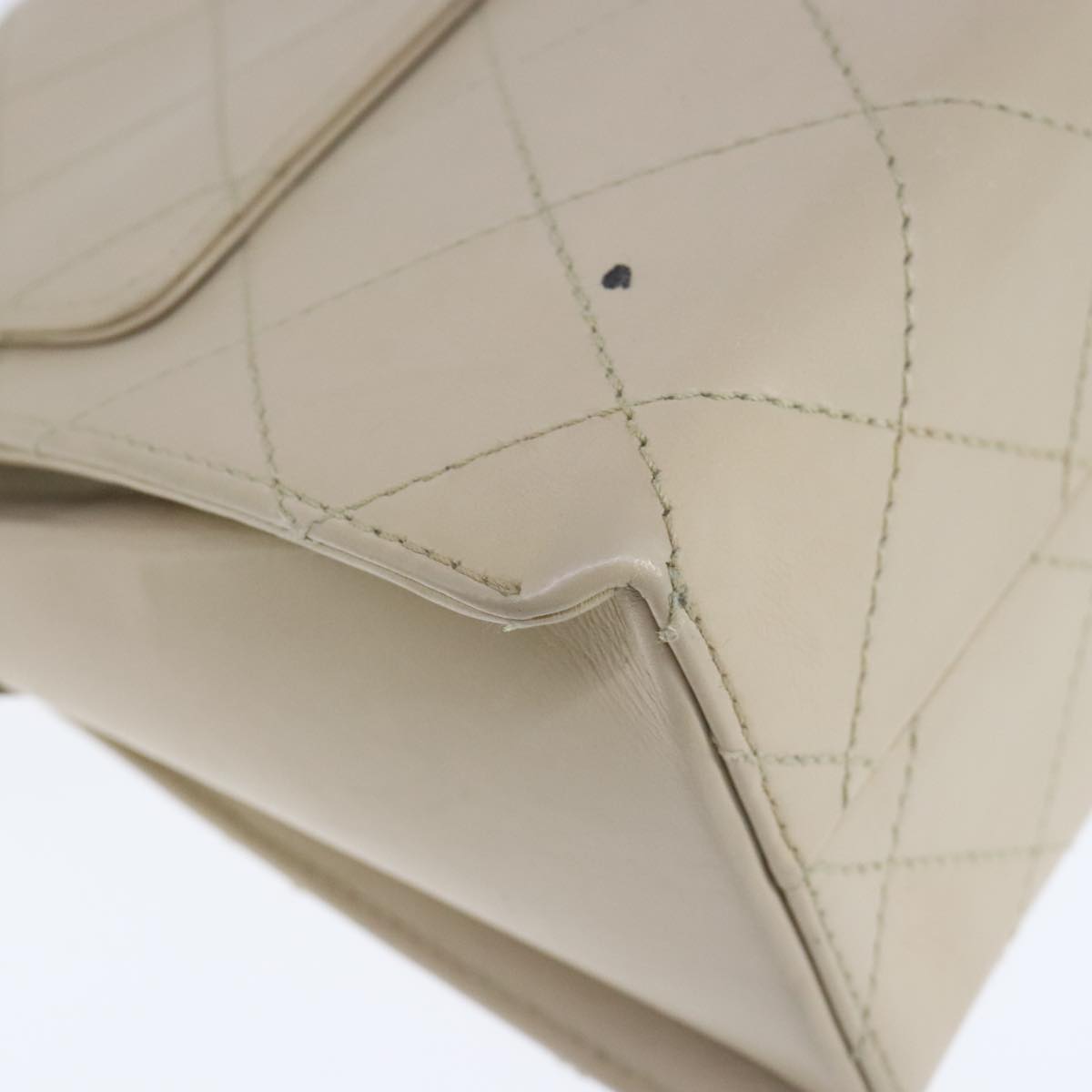 CHANEL Shoulder Bag Lamb Skin Beige Gold CC PP014