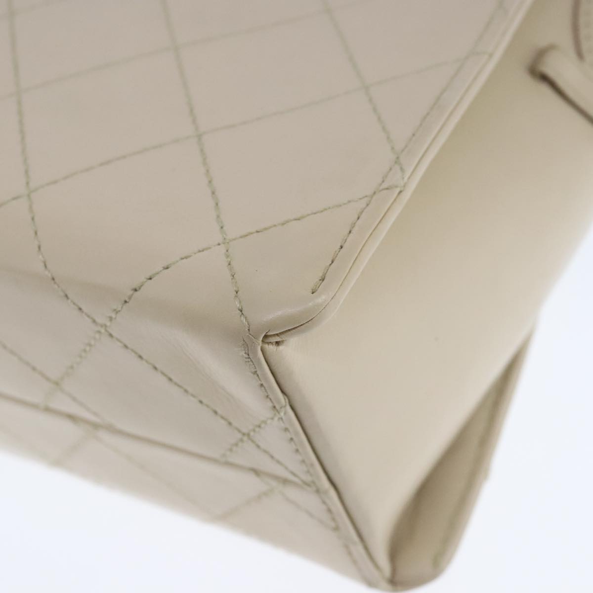 CHANEL Shoulder Bag Lamb Skin Beige Gold CC PP014
