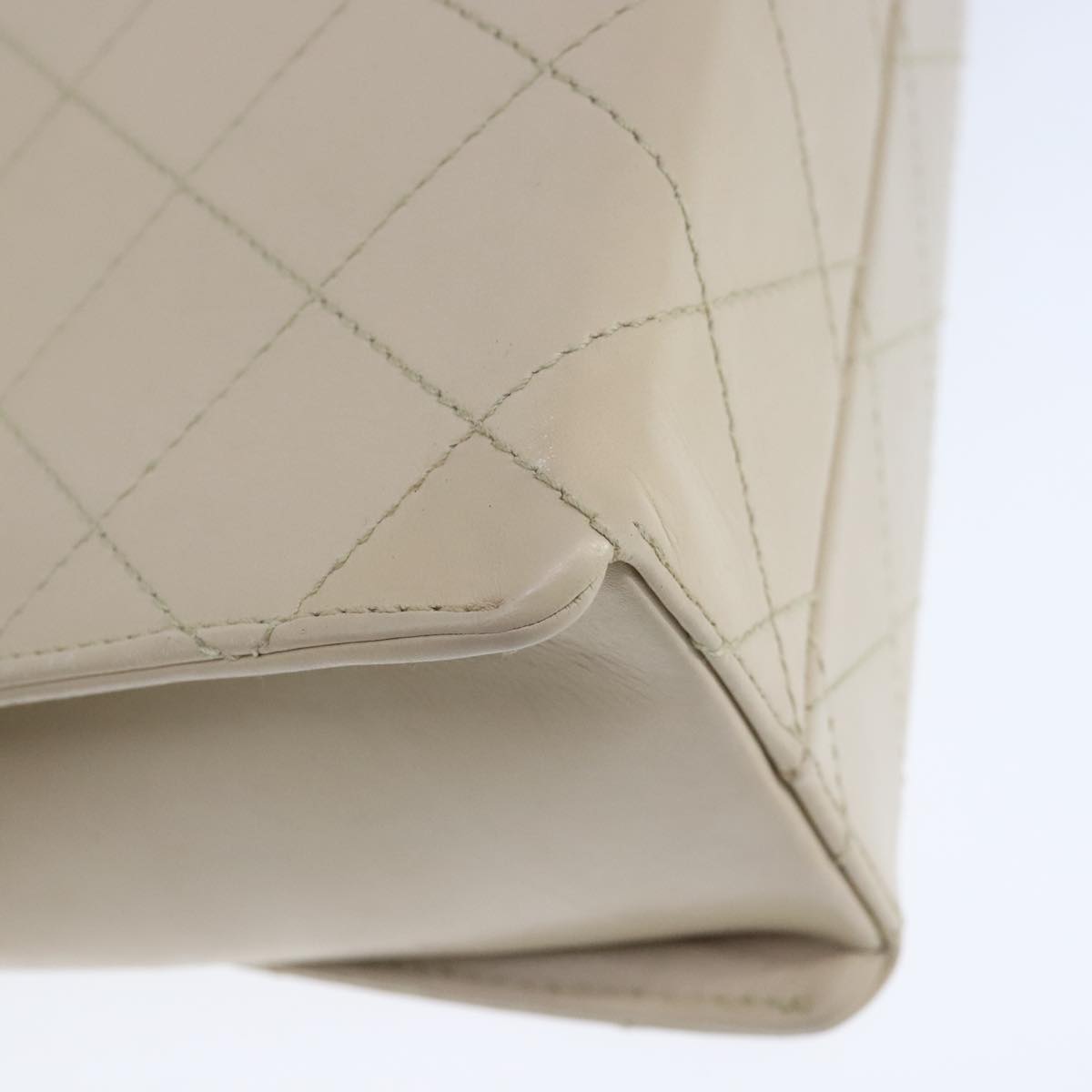 CHANEL Shoulder Bag Lamb Skin Beige Gold CC PP014