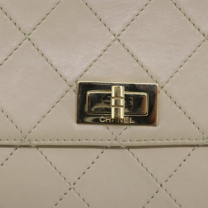 CHANEL Shoulder Bag Lamb Skin Beige Gold CC PP014