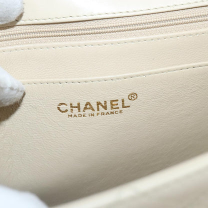 CHANEL Shoulder Bag Lamb Skin Beige Gold CC PP014