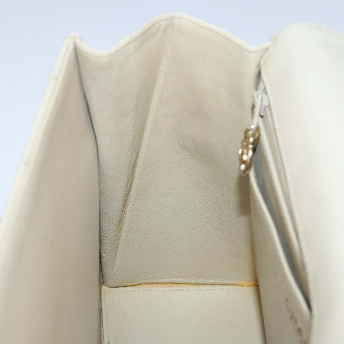 CHANEL Shoulder Bag Lamb Skin Beige Gold CC PP014