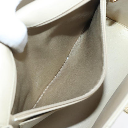 CHANEL Shoulder Bag Lamb Skin Beige Gold CC PP014