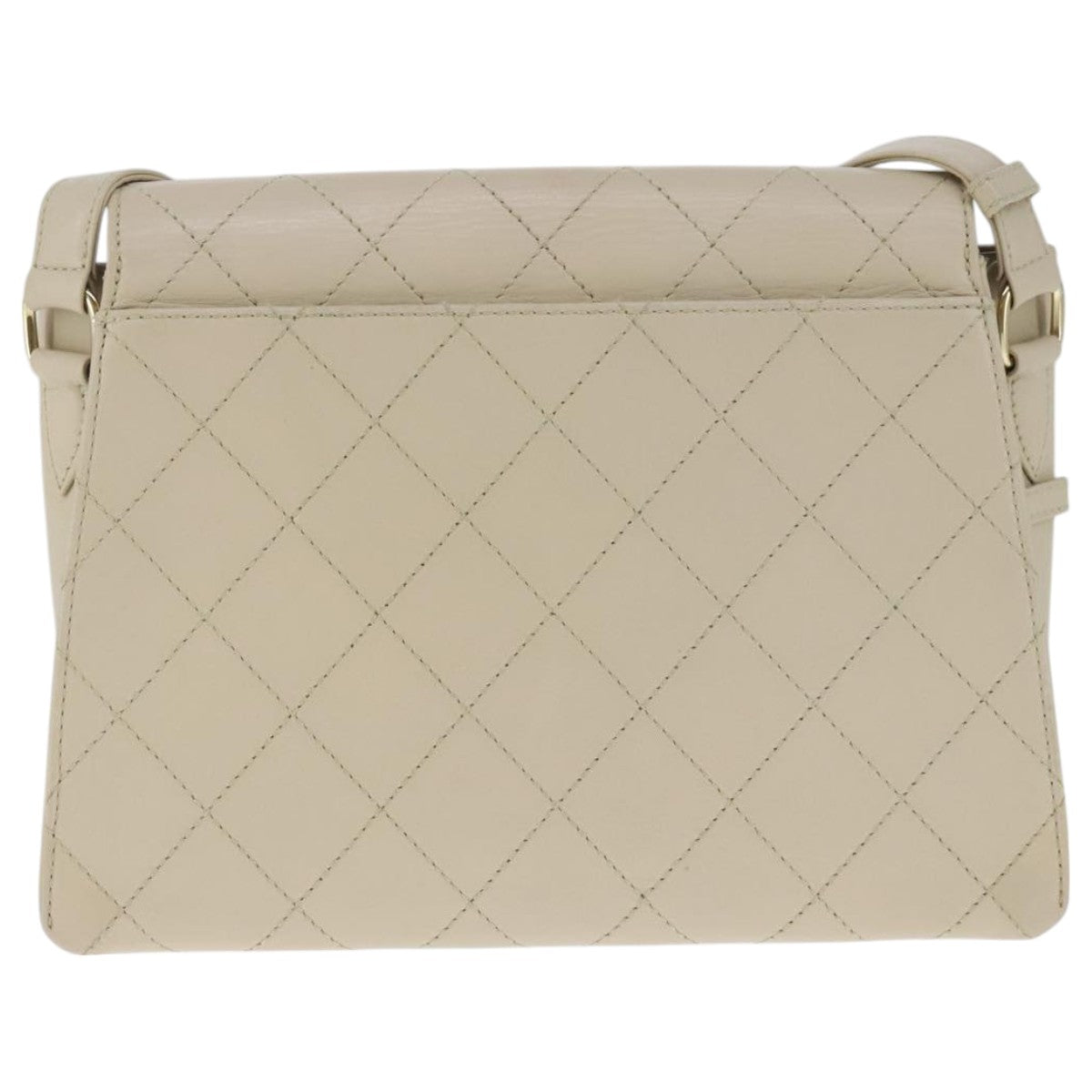 CHANEL Shoulder Bag Lamb Skin Beige Gold CC PP014