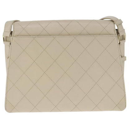 CHANEL Shoulder Bag Lamb Skin Beige Gold CC PP014