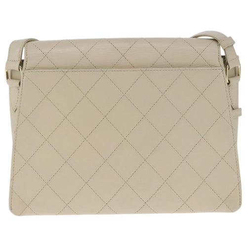 CHANEL Shoulder Bag Lamb Skin Beige Gold CC PP014