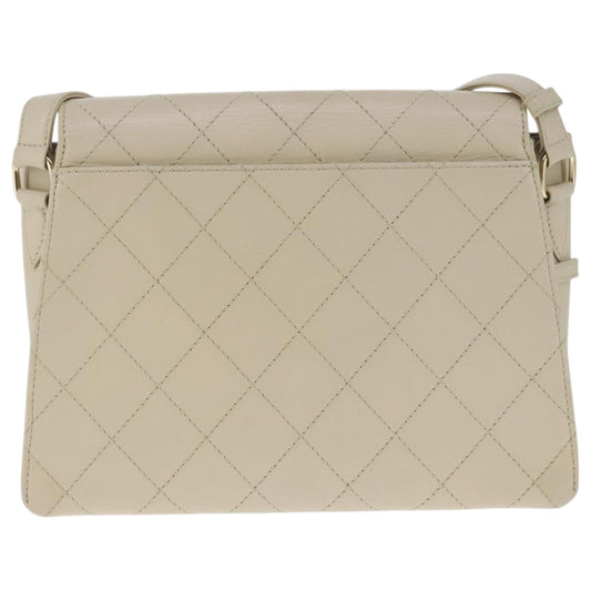 CHANEL Shoulder Bag Lamb Skin Beige Gold CC PP014