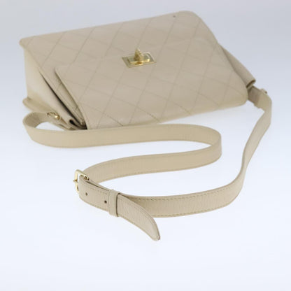 CHANEL Shoulder Bag Lamb Skin Beige Gold CC PP014