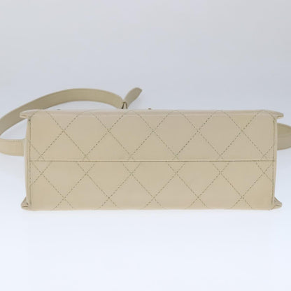 CHANEL Shoulder Bag Lamb Skin Beige Gold CC PP014