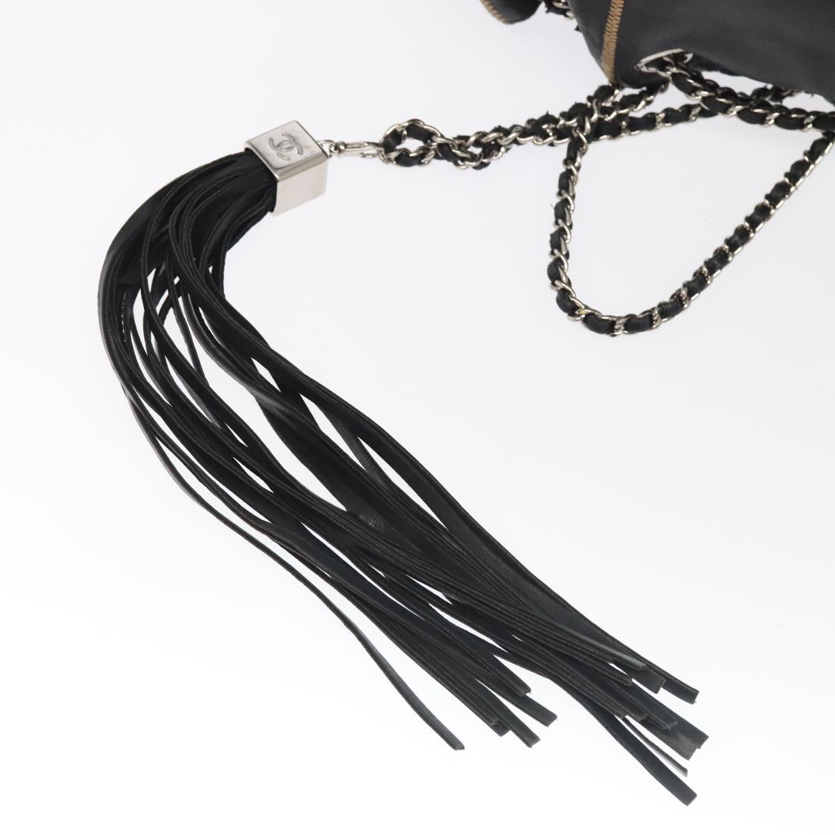 CHANEL Chain Purse Shoulder Bag Lamb Skin Black CC PP024