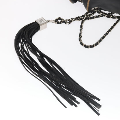 CHANEL Chain Purse Shoulder Bag Lamb Skin Black CC PP024