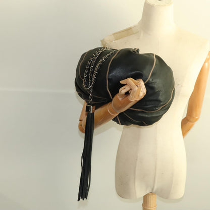 CHANEL Chain Purse Shoulder Bag Lamb Skin Black CC PP024