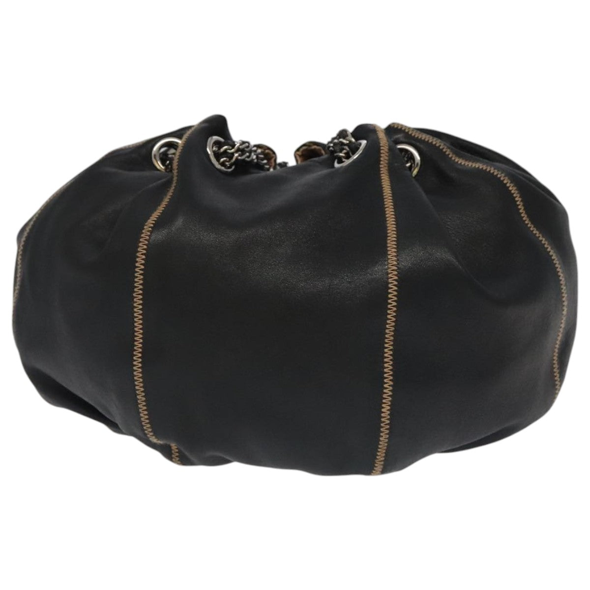 CHANEL Chain Purse Shoulder Bag Lamb Skin Black CC PP024